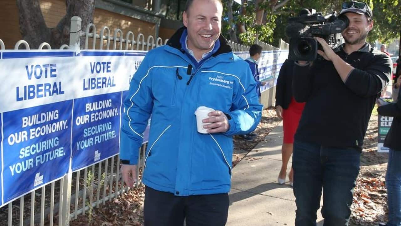 Treasurer Josh Frydenberg votes in seat of Kooyong