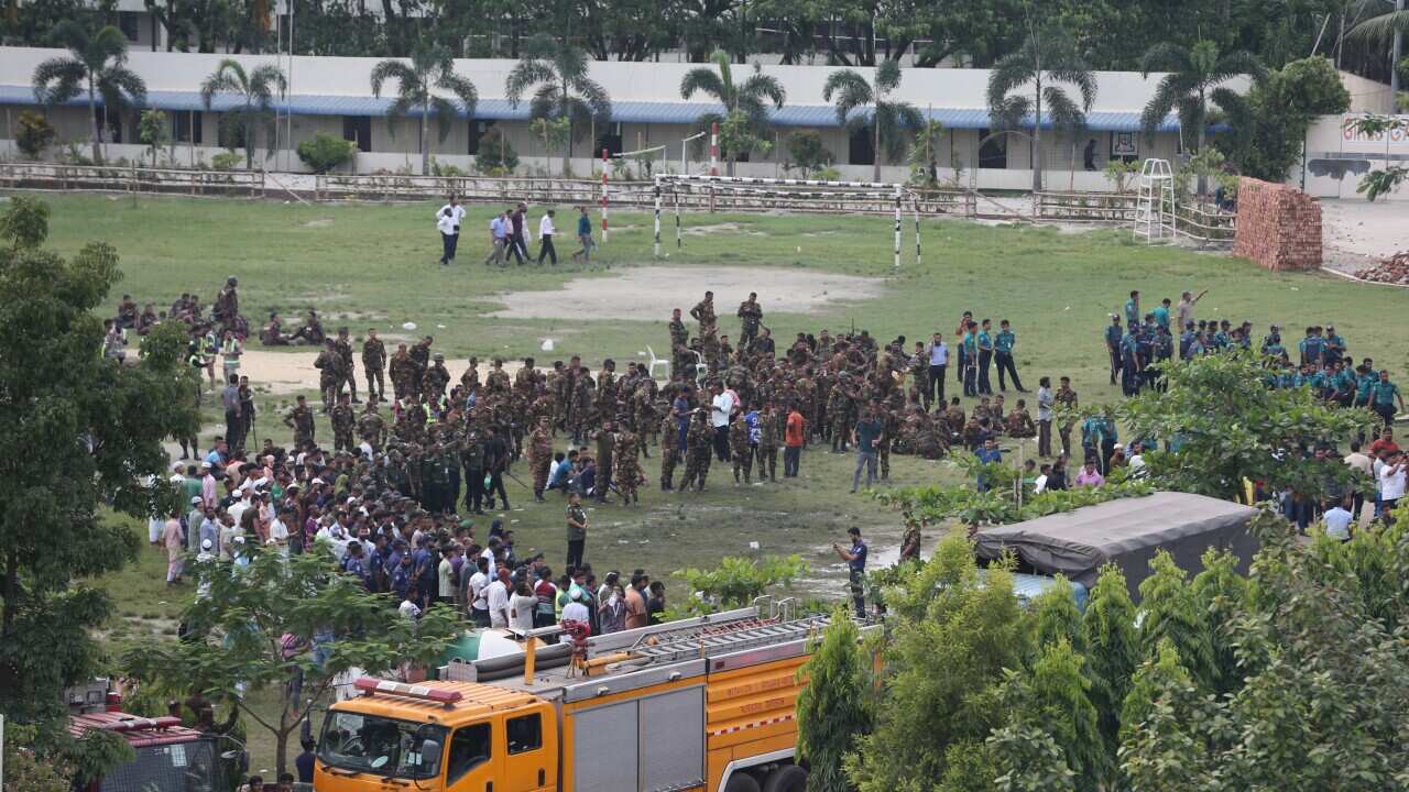 Air Force Training Jet Crash On School Campus - Dhaka