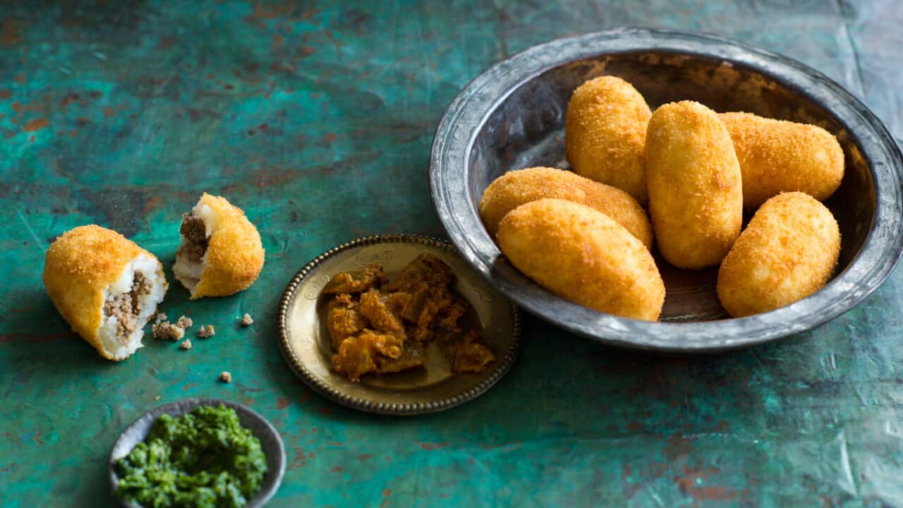 Spiced beef and potato croquettes (aloo masu chop)