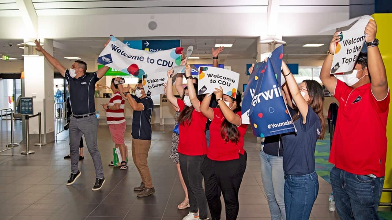 first contengent of International student returnted to Darwin