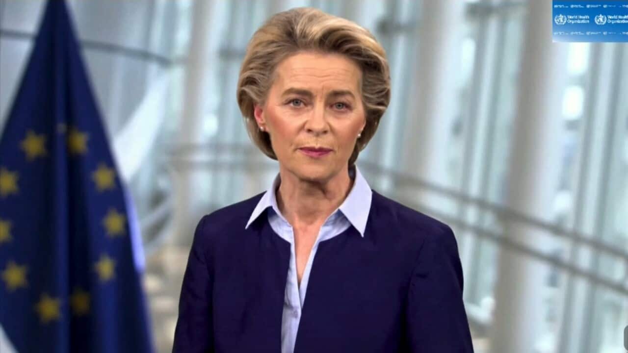 Ursula von der Leyen speaks at a global conference on post-pandemic recovery