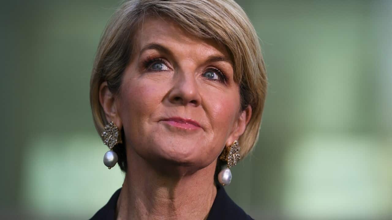 Outgoing foreign affairs minister Julie Bishop speaks about her future at a press conference at Parliament House in Canberra.