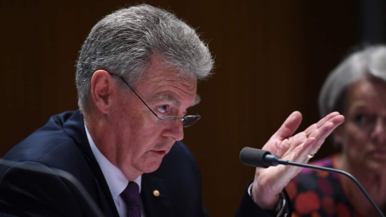 ASIO director-general Duncan Lewis speaks during Senate estimates hearings at Parliament House in Canberra, Tuesday, October 24, 2017. (AAP Image/Lukas Coch) NO ARCHIVING