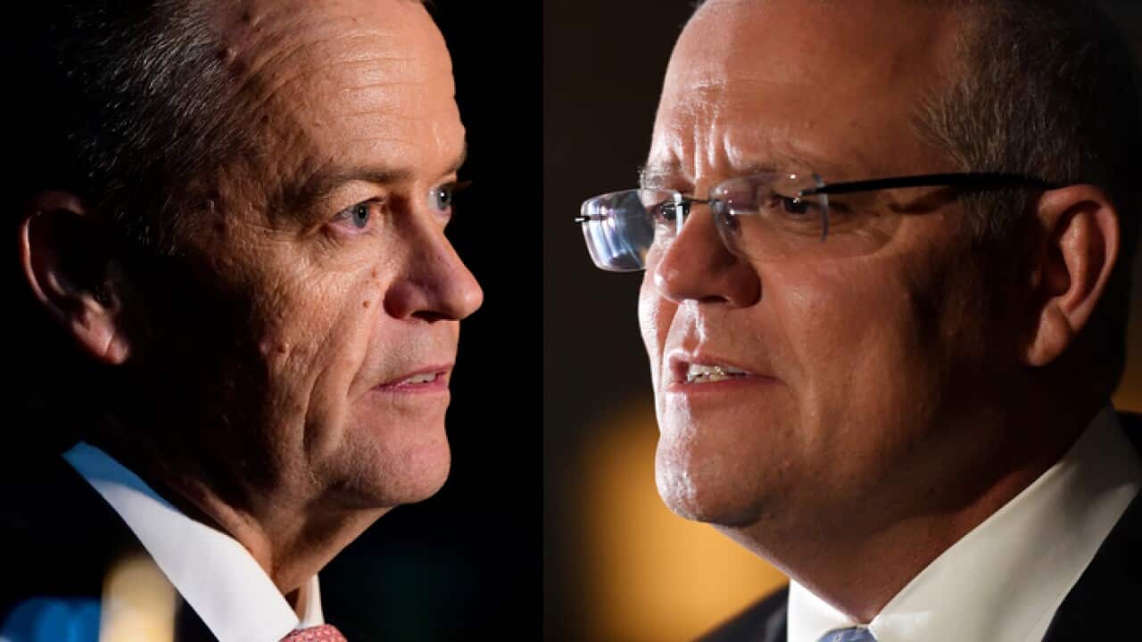 Bill Shorten and Scott Morrison during the final week of the 2019 election campaign