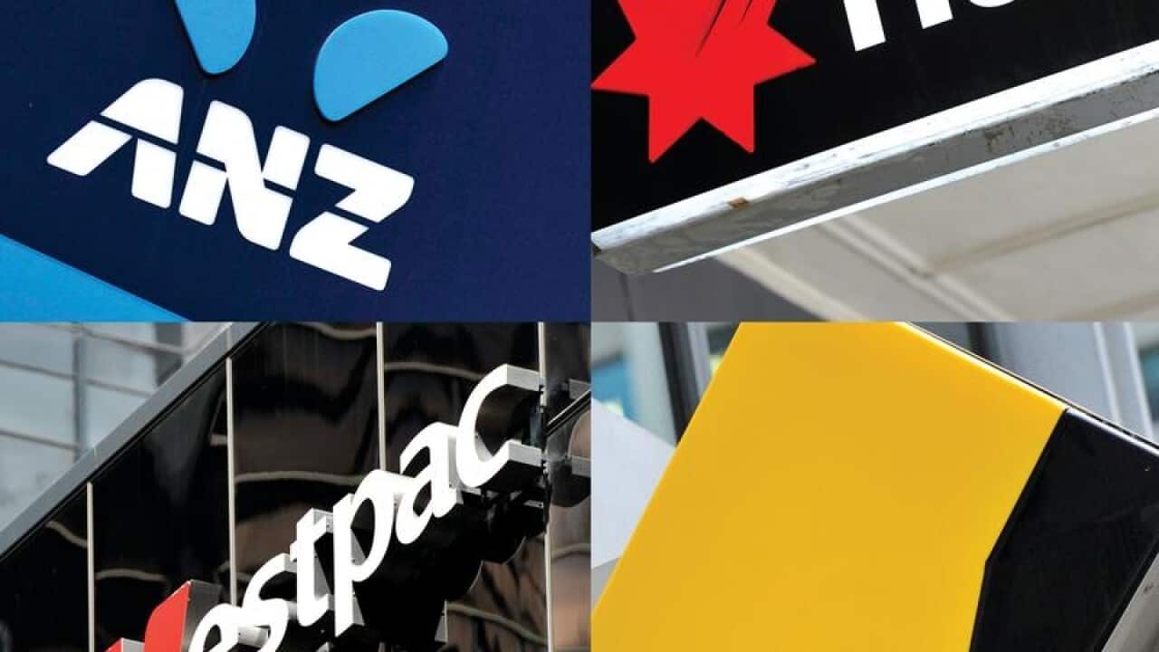A composite image of signage of Australia's 'big four' banks