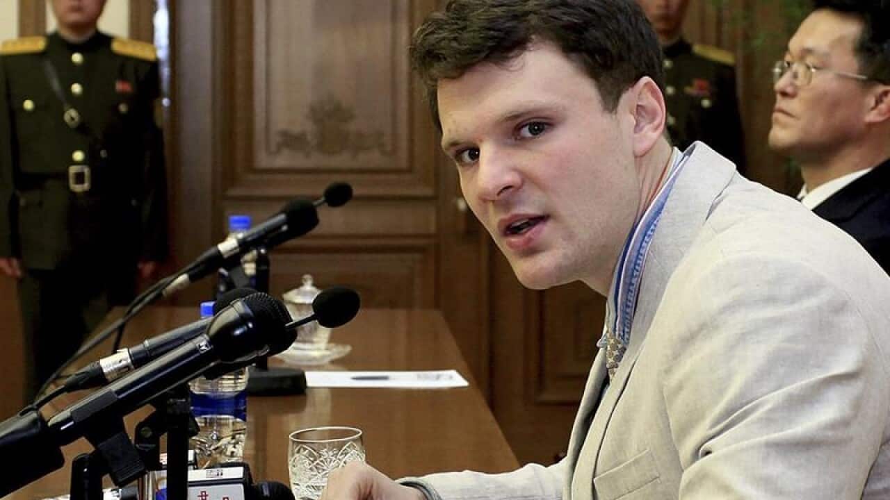 A file image of Otto Warmbier during the trial in North Korea