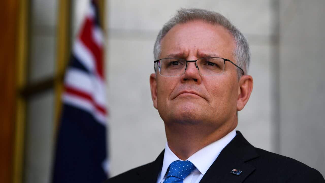 Prime Minister Scott Morrison speaks to the media during press conference at Parliament House in Canberra.