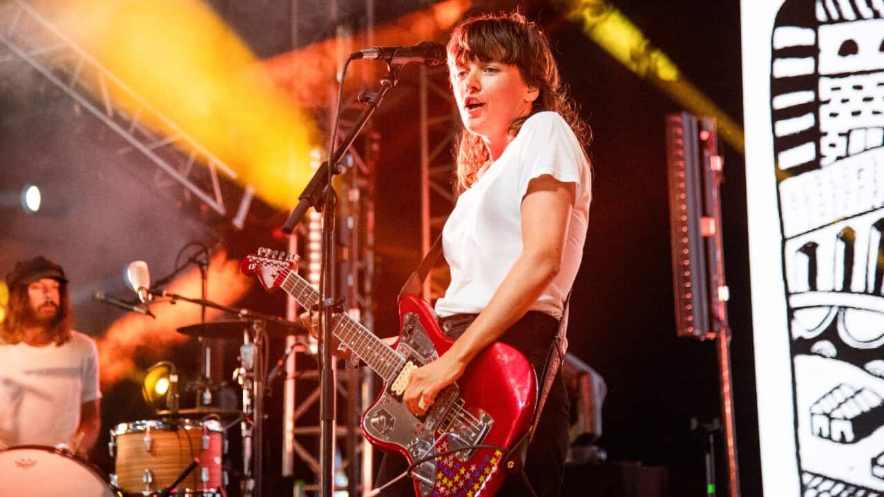 Courtney Barnett performs at the Bonnaroo Music and Arts Festival on Friday, June 14, 2019, in Manchester, Tenn. Photo by AAP Image/Amy Harris/Invision/AP