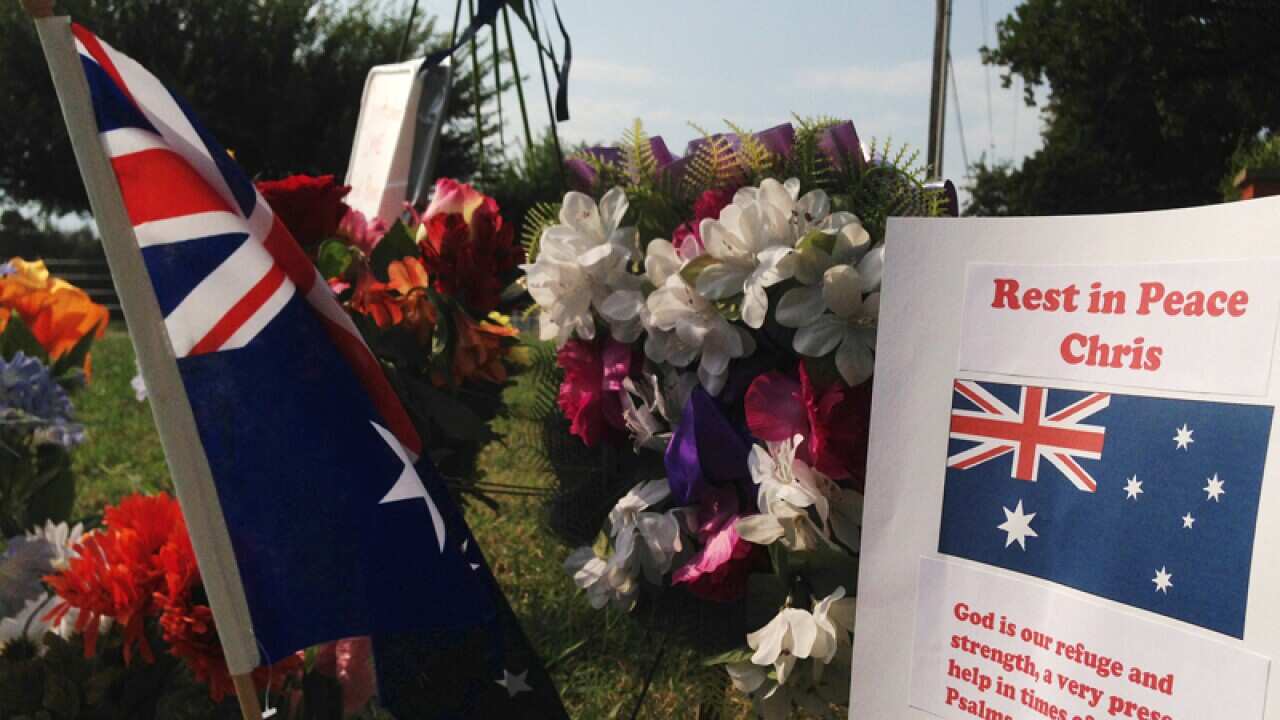 A memorial to Chris Lane in Oklahoma