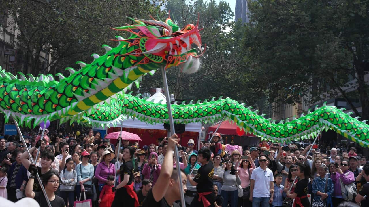 رقص اژدها در جشن سال نو قمری در ملبورن