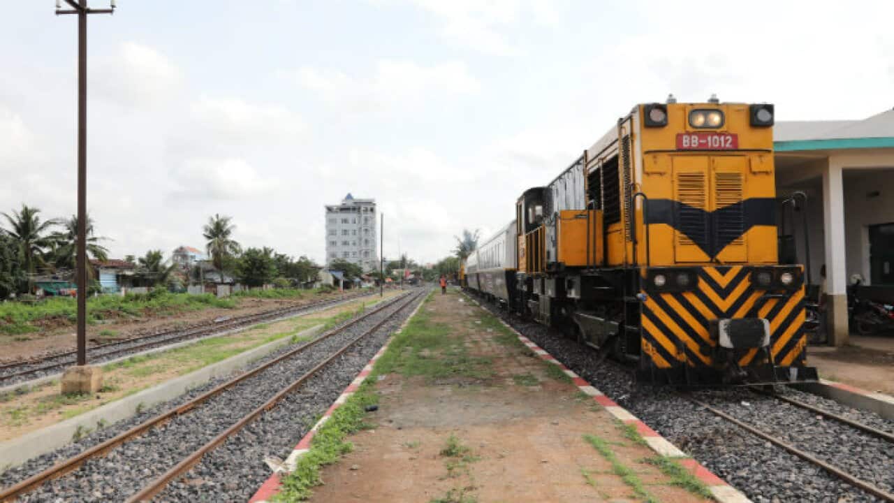 Train line in Phnom Penh, Cambodia