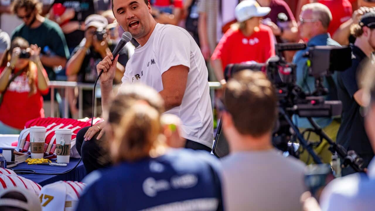 Charlie Kirk in front of an audience