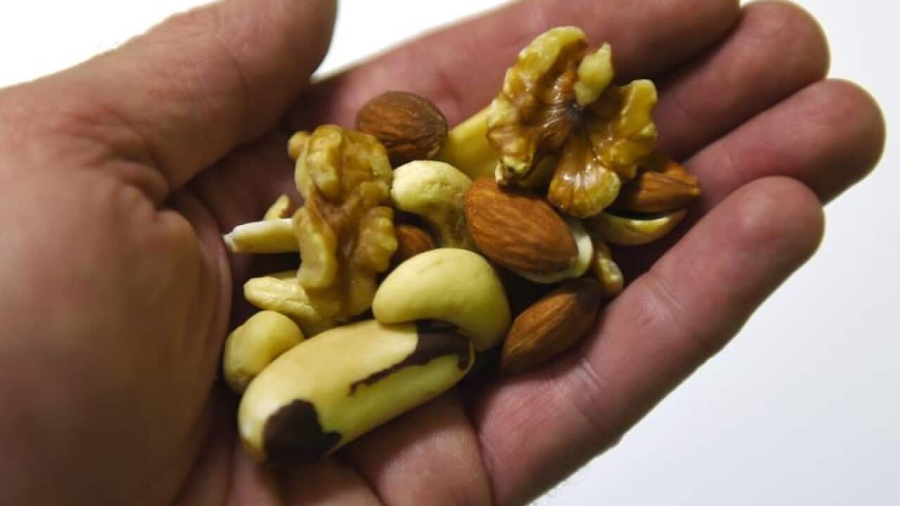 A handful of mixed nuts