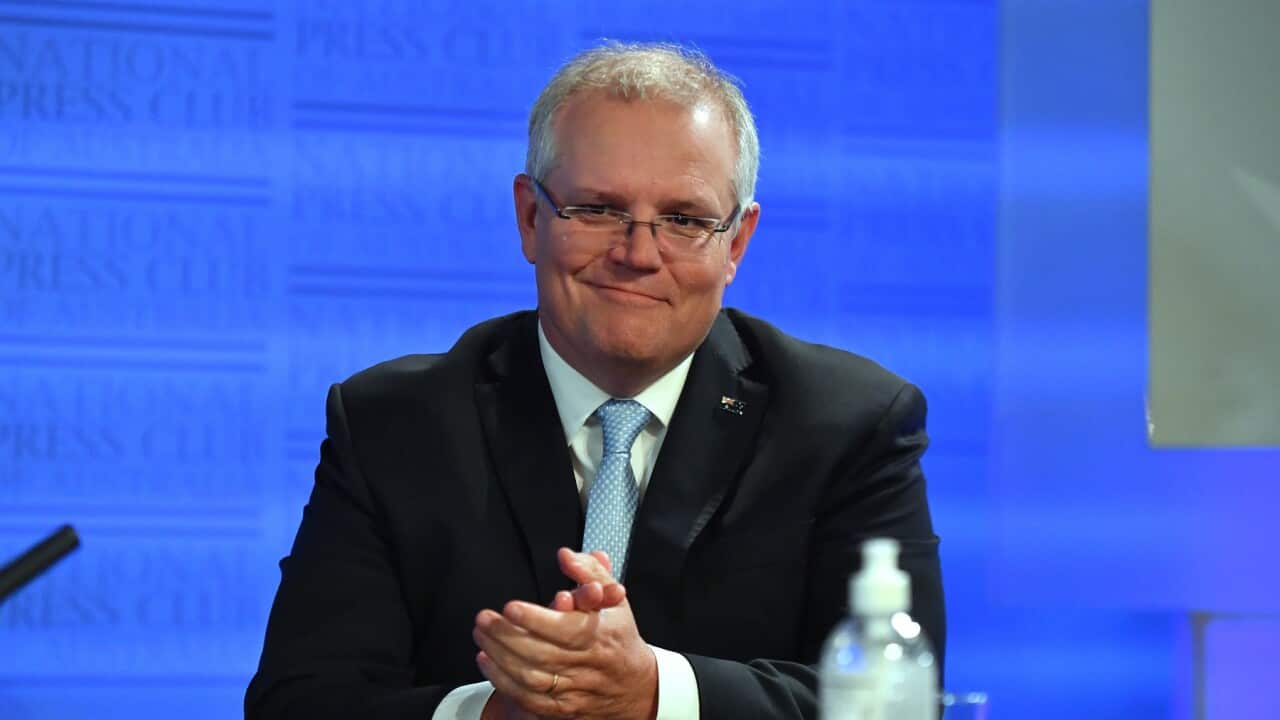 Prime Minister Scott Morrison at the National Press Club in Canberra