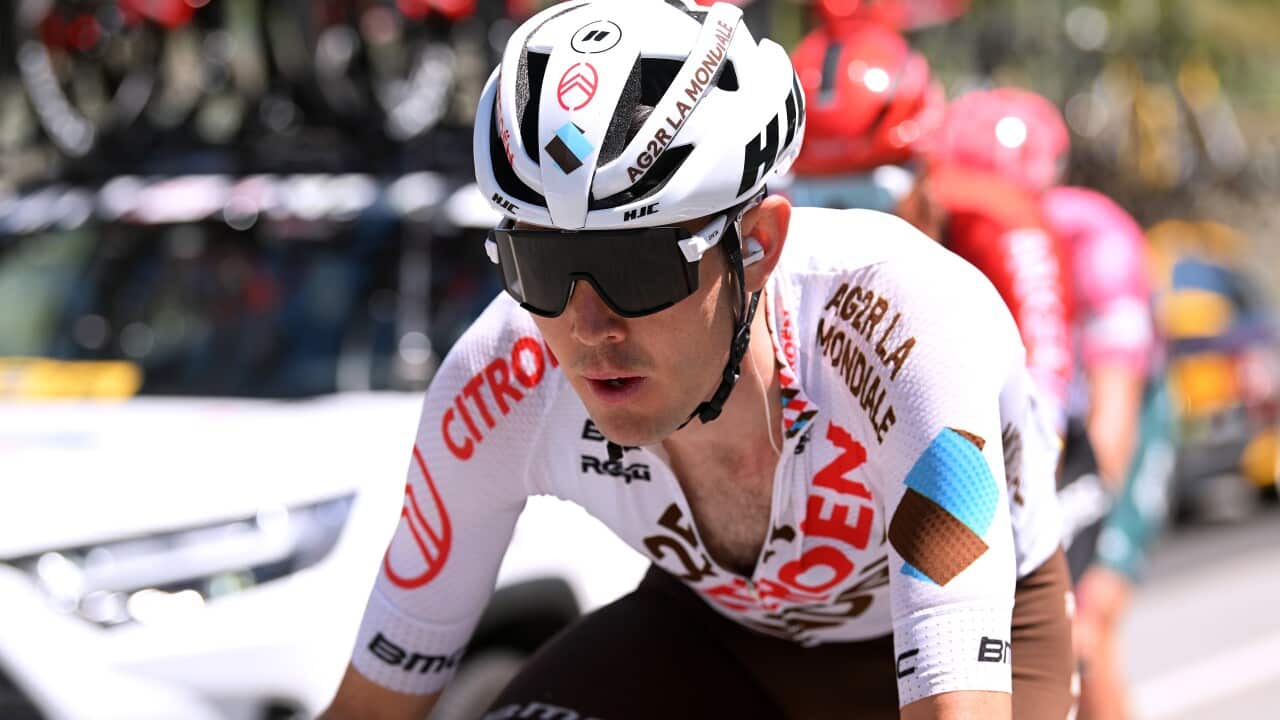Ben O'Connor in action during Stage 7 of the Criterium du Dauphine.