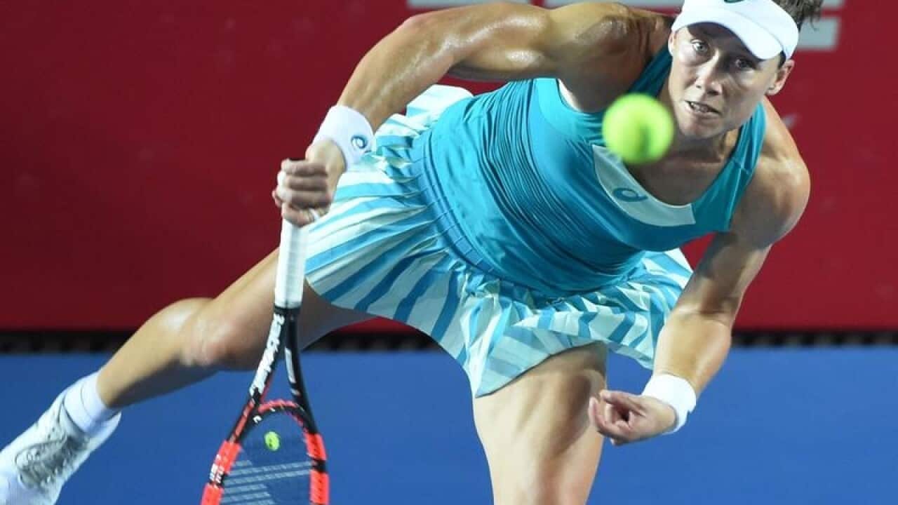 Samantha Stosur of Australia serves
