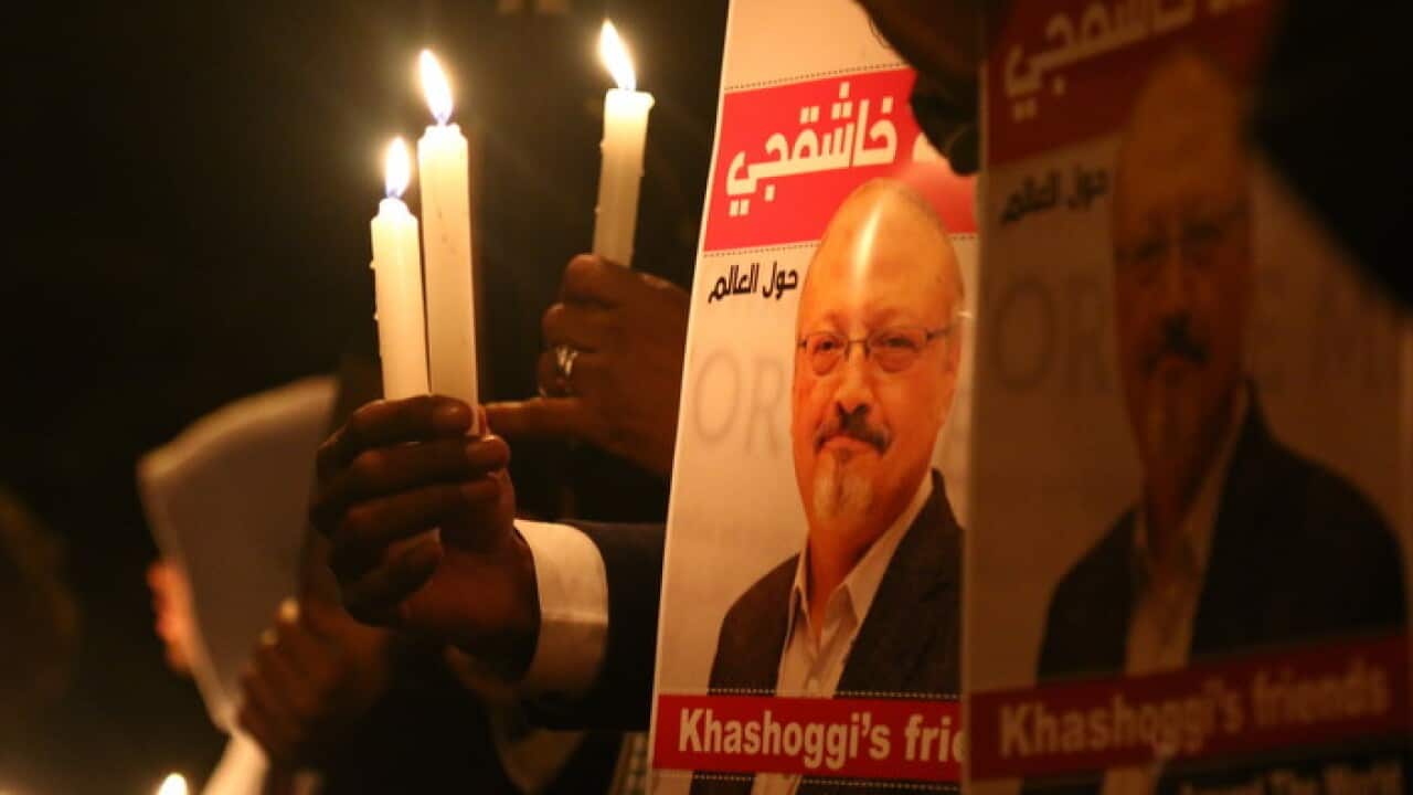 A candlelight vigil in Istanbul protesting the death of Jamal Khashoggi