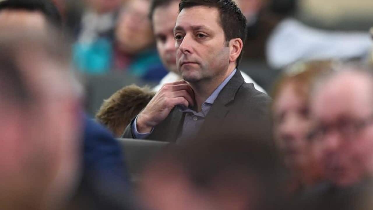 Former Victorian Liberal Party leader Matthew Guy at state council.