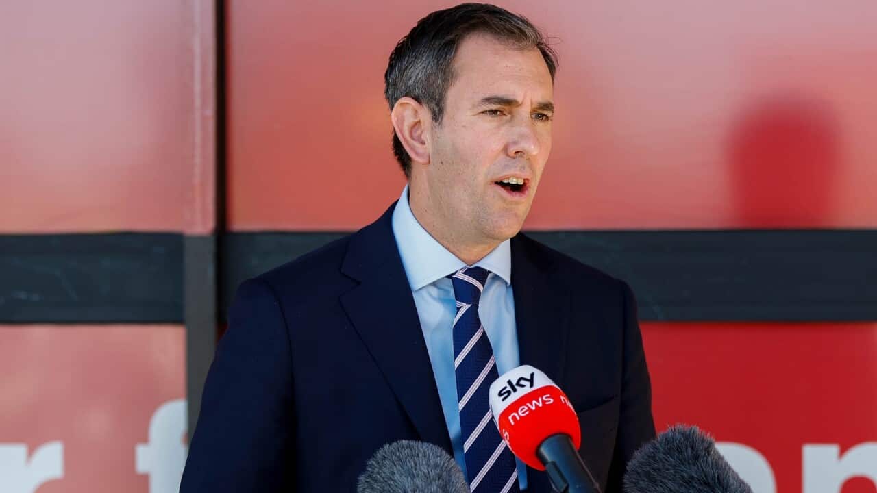 Federal Treasurer Jim Chalmers speaks to media during a press conference in Logan, Queensland, Tuesday, June 21, 2022. (AAP Image/Russell Freeman) NO ARCHIVING
