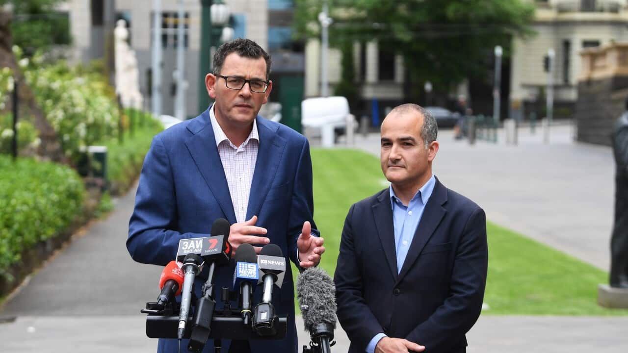 Premier Daniel Andrews and Minister James Merlino