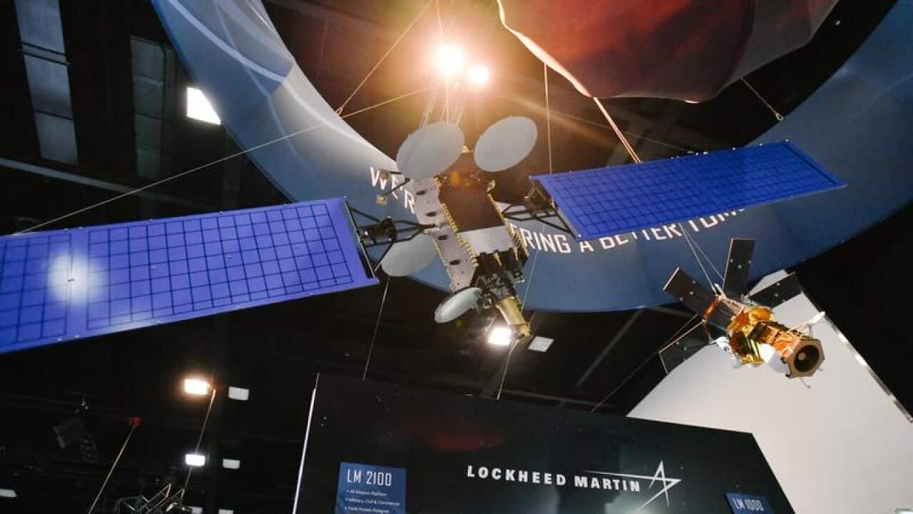 A satellite is seen at the International Astronautical Congress.
