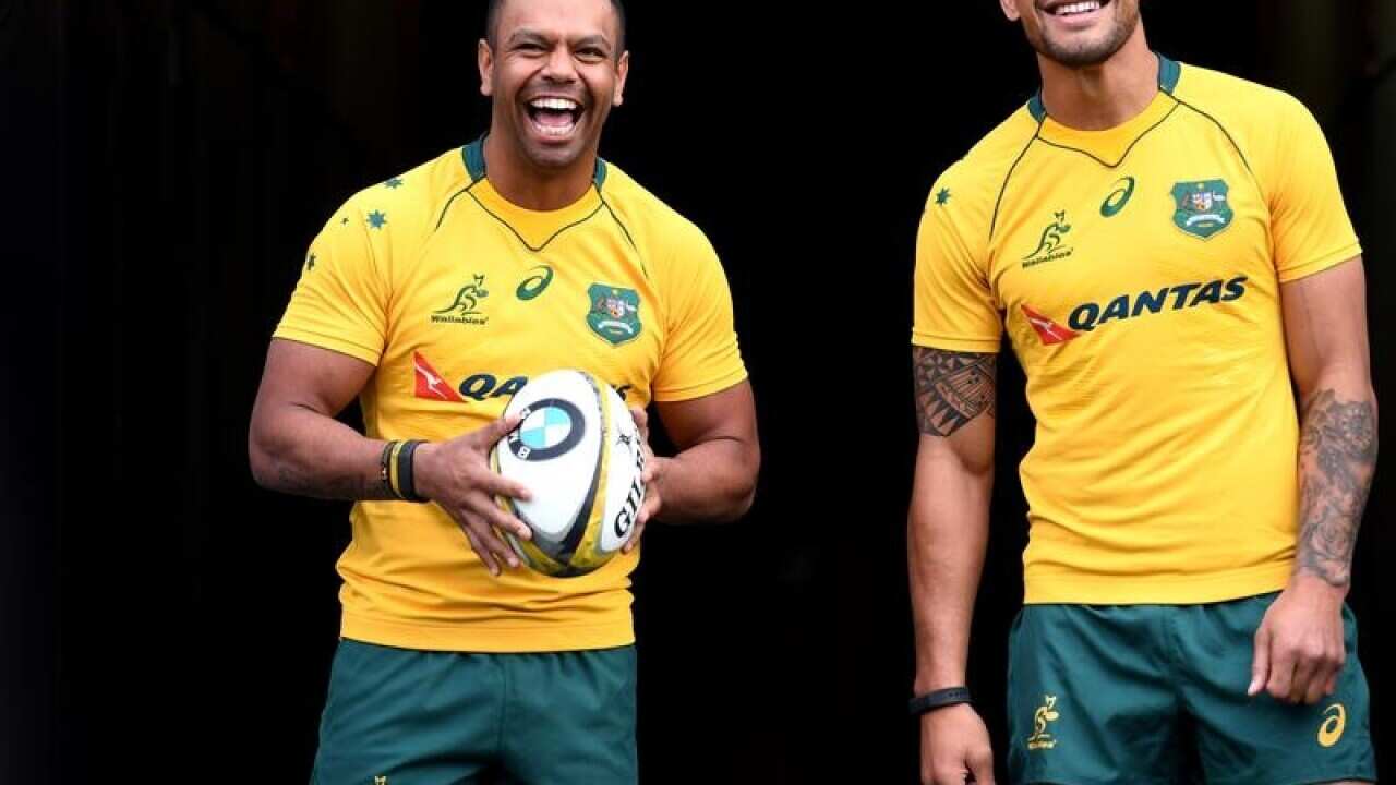 Australian Rugby Union players Kurtley Beale (left) and Israel Folau
