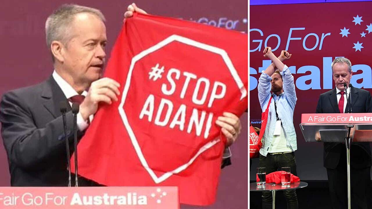 Anti-Adani protesters storm Bill Shorten's ALP conference speech