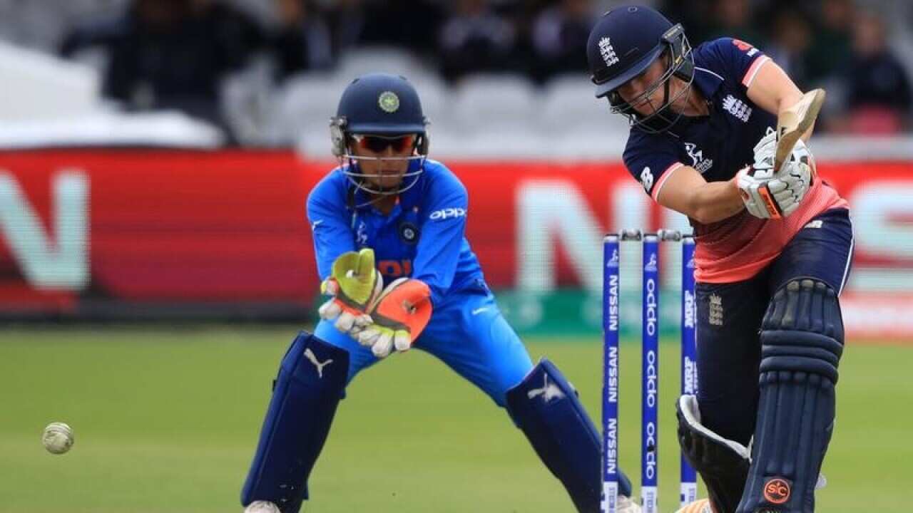 Katherine Brunt batting for England