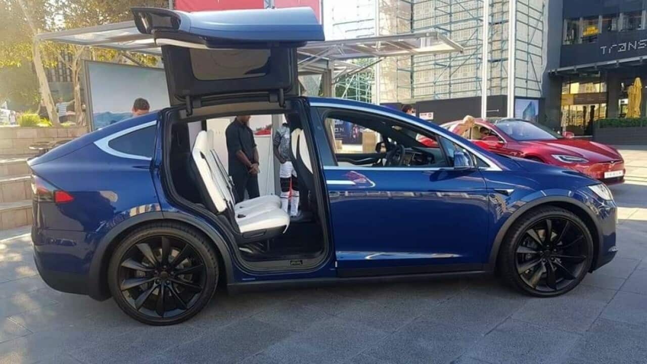 Tesla car display at Federation Squre, Melbourne.