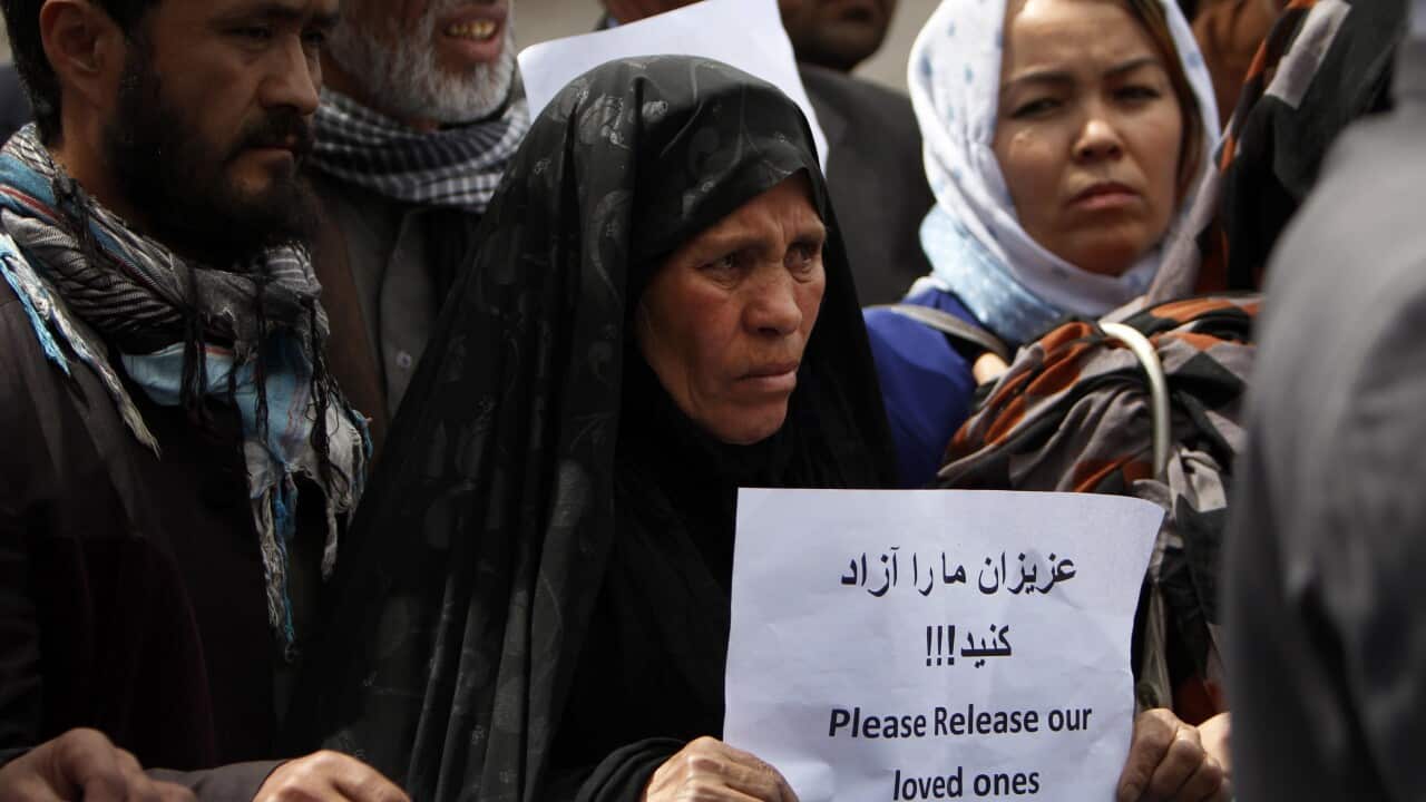 Members of the Hazara community rally to protest against the kidnapping of 31 men allegedly by Islamic State (IS) militants. (EPA)