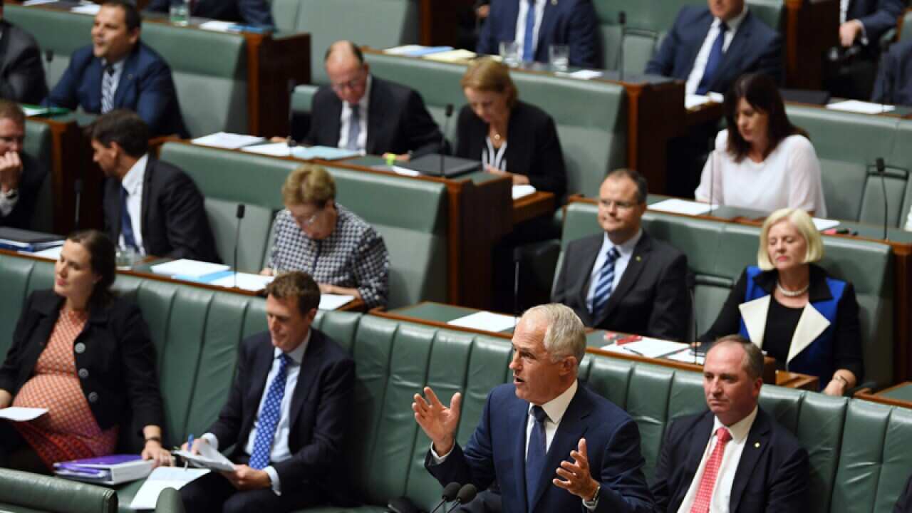Malcolm Turnbull and members of the coalition during Question Time