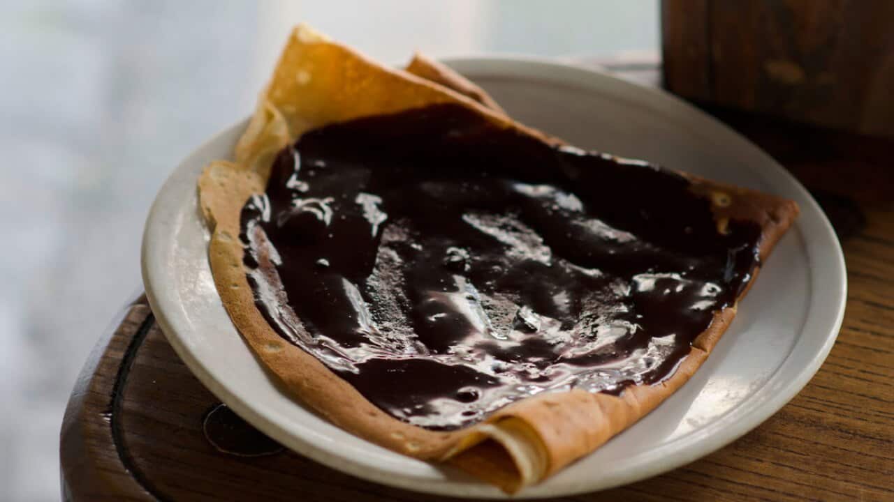 Crepes with chocolate sauce