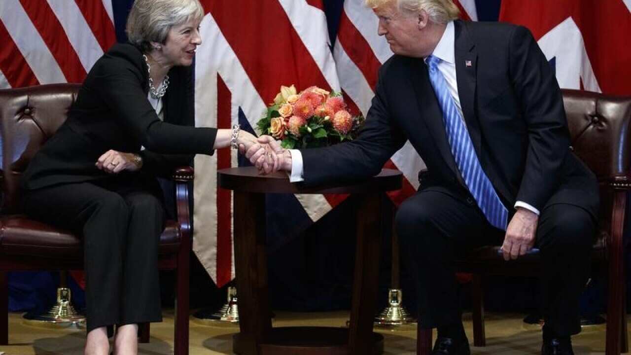 President Donald Trump, British Prime Minister Theresa May