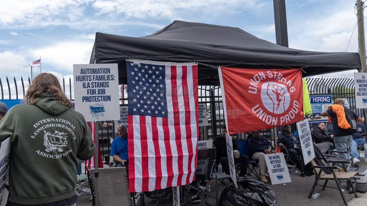 US port workers on strike for the first time since 1977 (AAP)