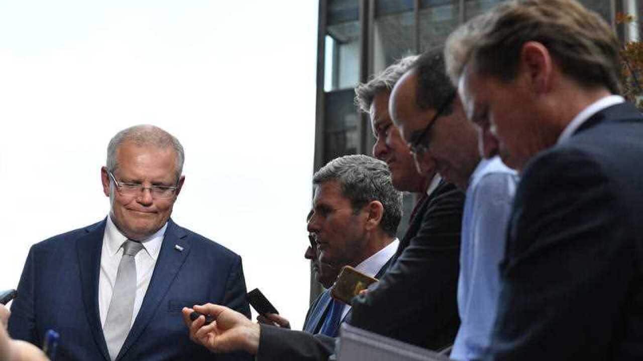 Minister for Foreign Affairs Marise Payne and Prime Minister Scott Morrison at a press conference in New York.