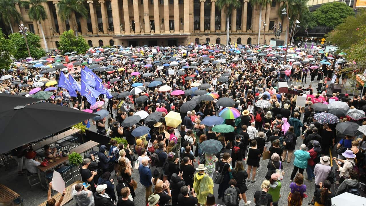 Attendees at the Women's March 4 Justice in Brisbane