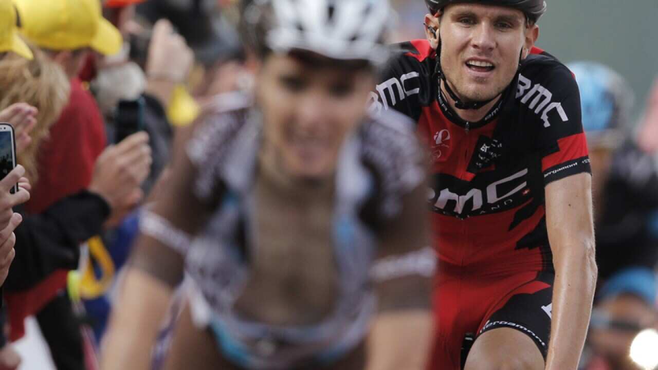 Tejay van Garderen of the U.S. crosses finish line