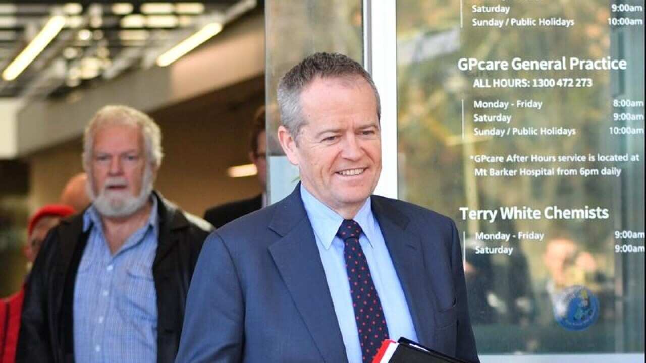 Labor candidate for Mayo Reg Coutts and party leader Bill Shorten.