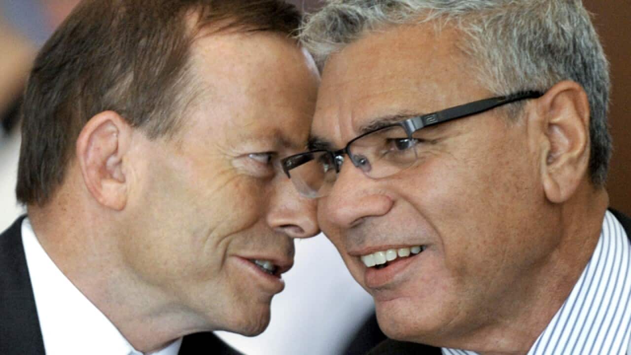 Warren Mundine (R) and Prime Minister Tony Abbott