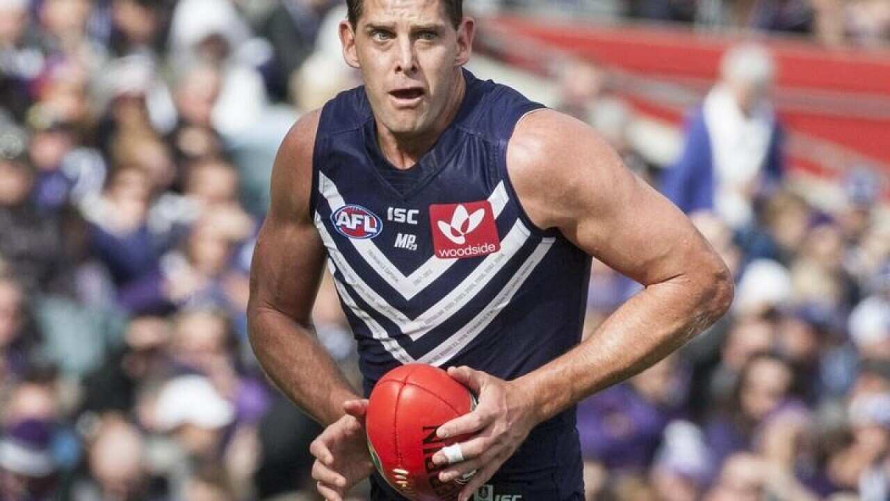 Aaron Sandilands of the Fremantle Dockers.