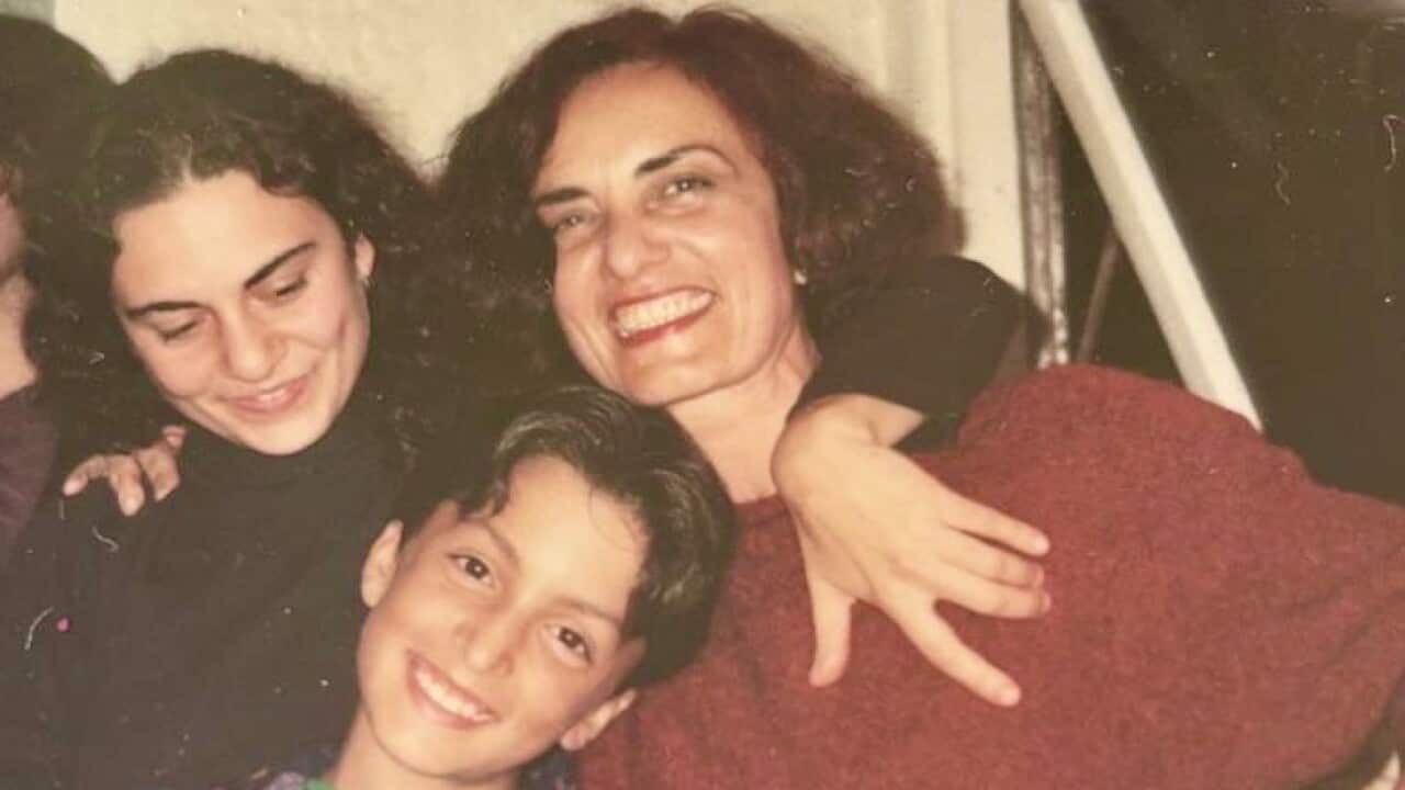 Vittoria Pasquini in 1991 with her children, Martina and Valerio.