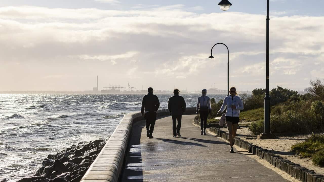 People are seen exercising in St Kilda, Melbourne, Monday, September 13, 202