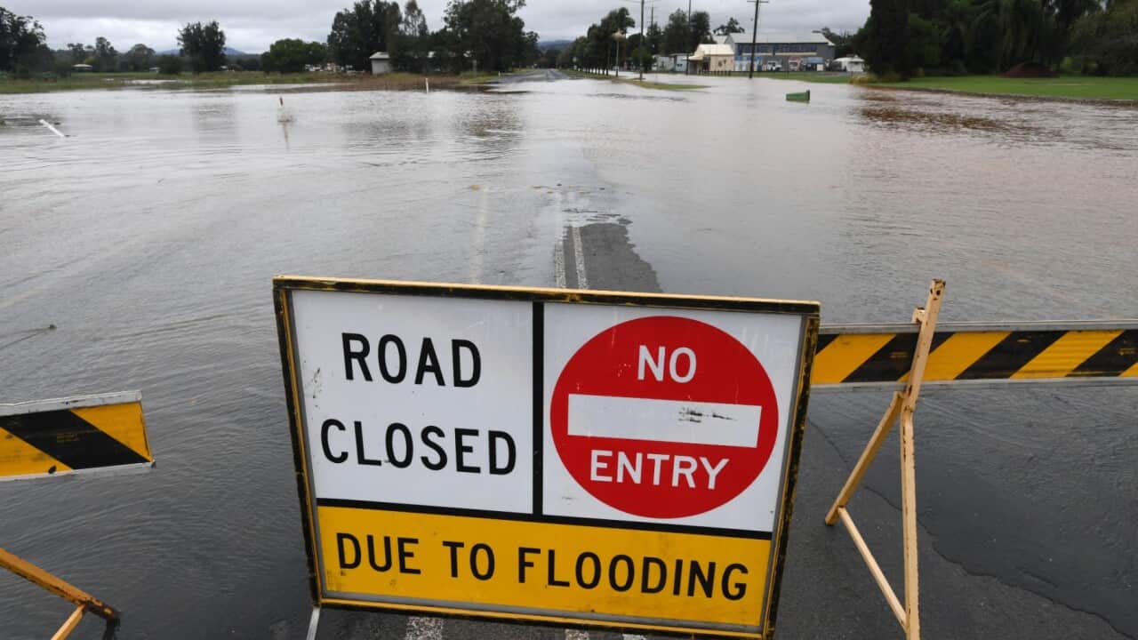 Floodwaters are seen in the town of Grantham, west of Brisbane, Thursday, May 12, 2022. Queensland continues to be battered by an unseasonal rain band.