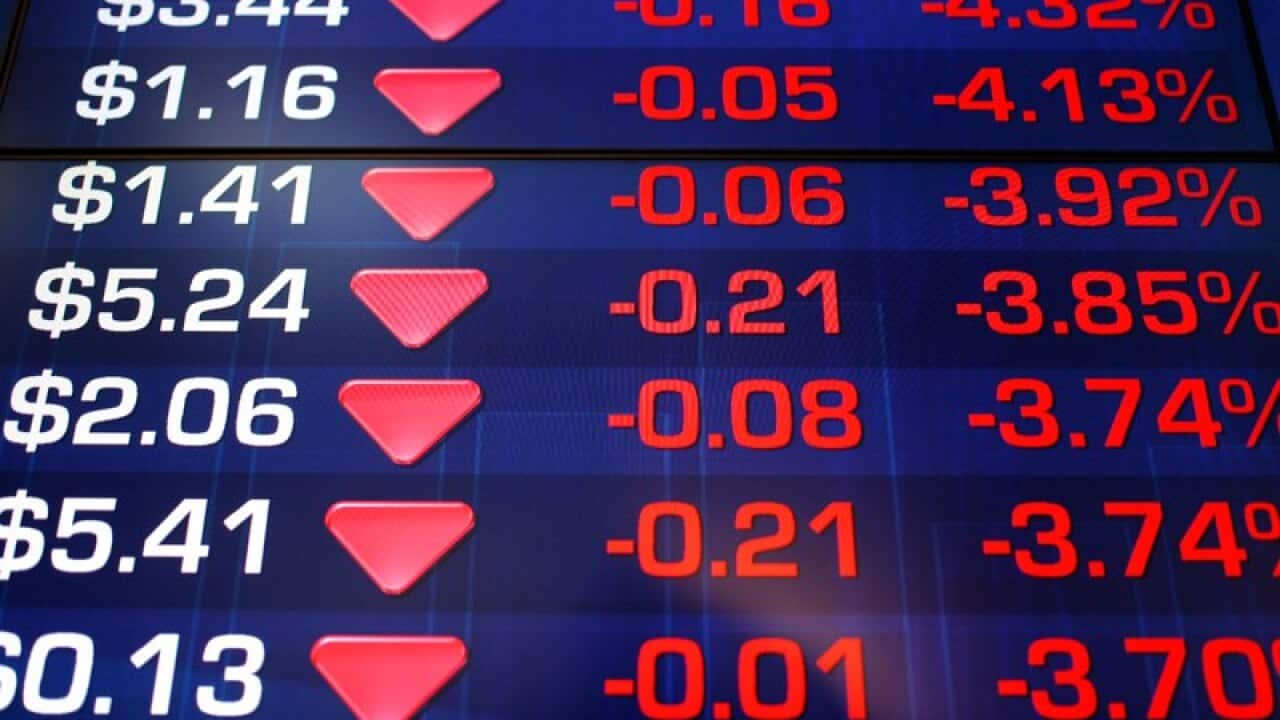 A display board at the Australian Stock Exchange.