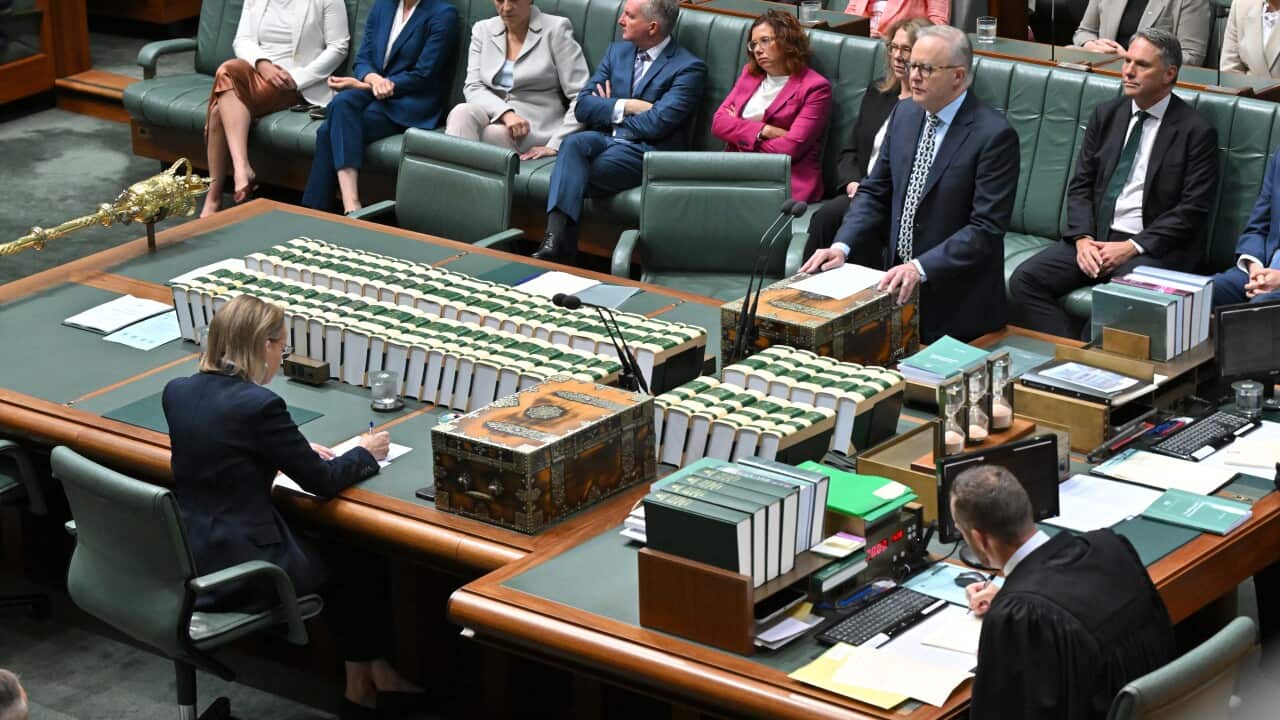 Federal parliamentarians debate hate speech laws and condolence motions during a federal parliament sitting following the Bondi terror attack at Parliament House in Canberra, Wednesday, January 21, 2026.