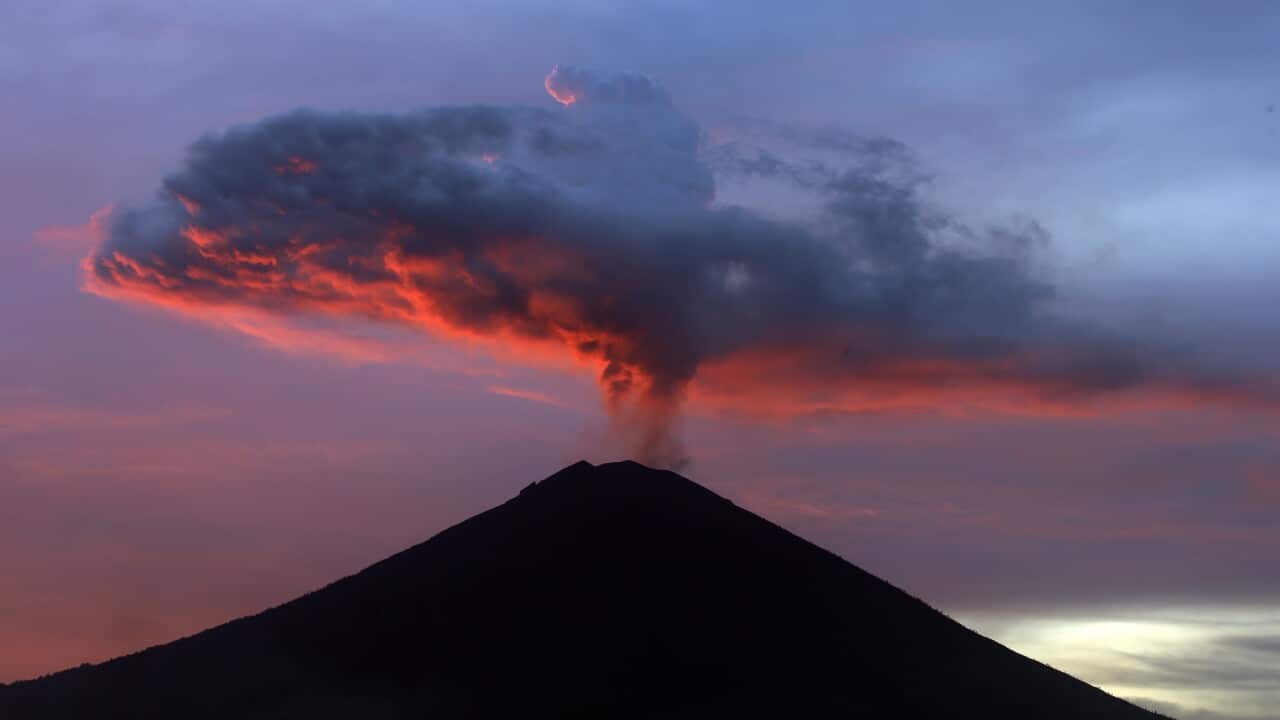 The Mount Agung volcano seen erupting on November 30, 2017.