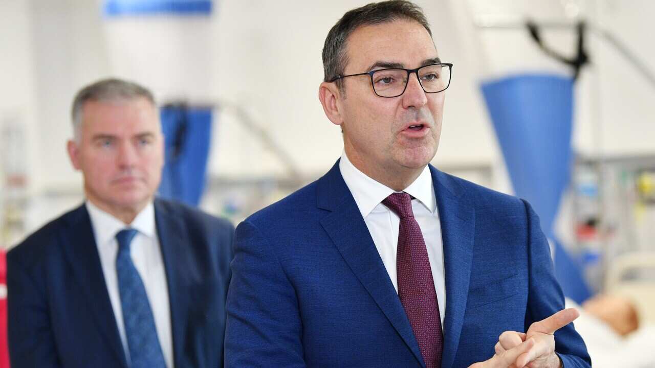 SA Premier Steven Marshall speaks to the media