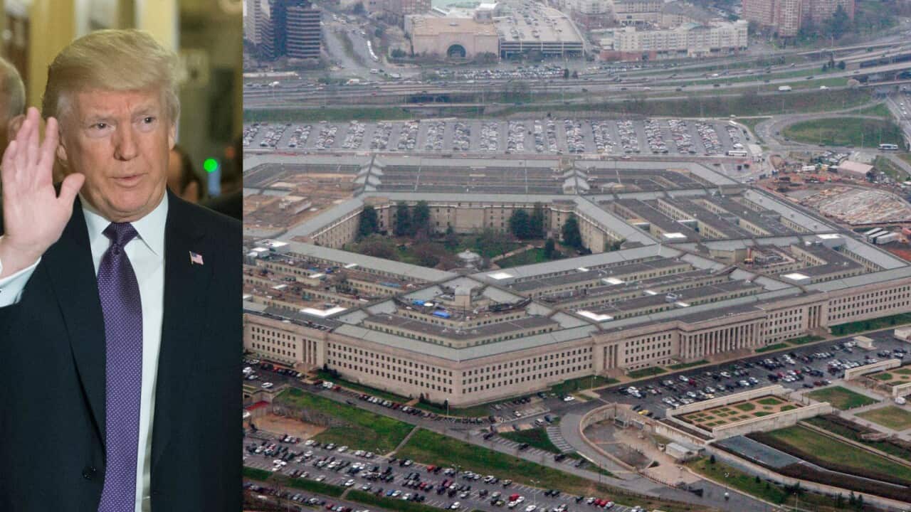 File image: US president Donald Trump and the Pentagon
