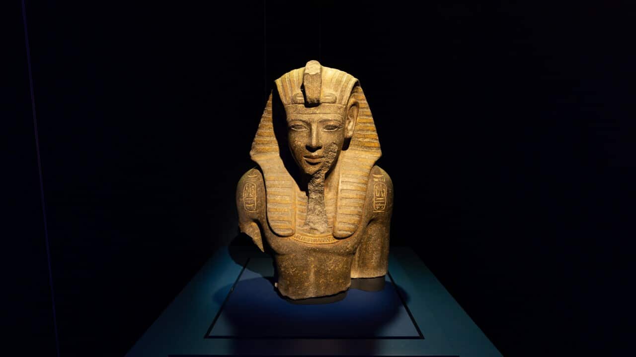A bust portraying Ramses II.