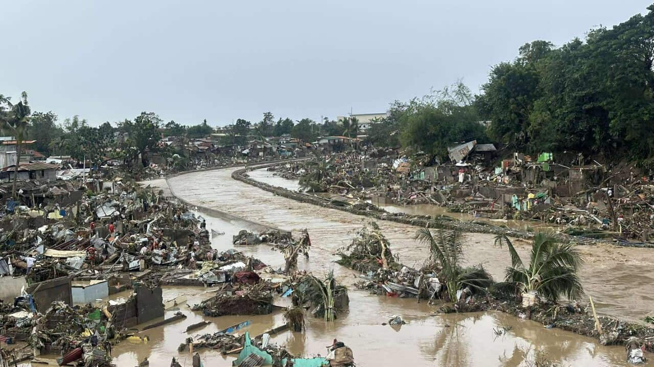 Damage from Typhoon Tino in Talisay City, particularly in the Mananga River area, where affected residents were brought to evacuation centres.